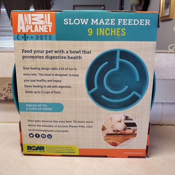 Animal Planet Slow Maze Feeder 9" Teal NEW in Box - Picture 2 of 8